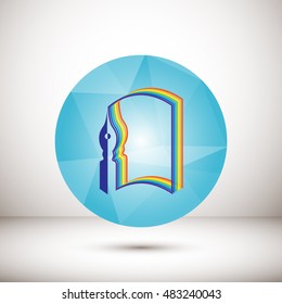 book and feather pen, icon