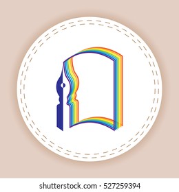book and feather pen, icon