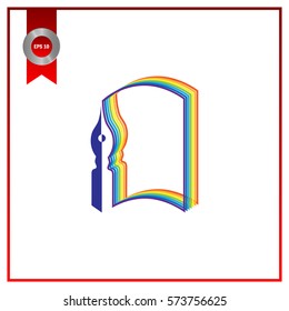 book and feather pen, icon