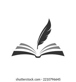 book and feather vector logo