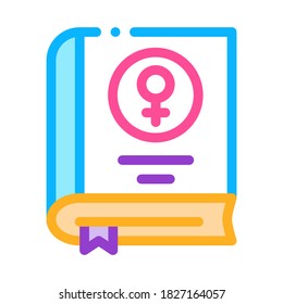 Book Female Mark Icon Vector. Outline Book Female Mark Sign. Isolated Contour Symbol Illustration