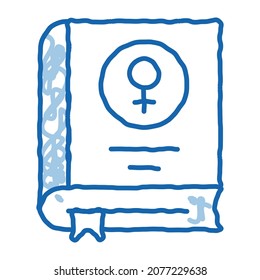Book Female Mark sketch icon vector. Hand drawn blue doodle line art Book Female Mark sign. isolated symbol illustration