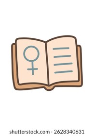 Book with female symbol, simple vector illustration