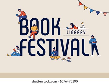 book festival concept poster. vector illustration flat design