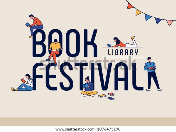 Book Festival Concept Poster Vector Illustration Stock Vector (Royalty ...