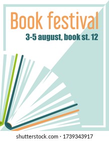 Book festival web banner vector isolated. Reading club, education and communication. Read books together. Poster design.