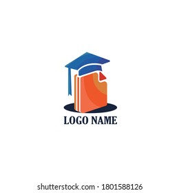 book file logo, smart education, graduation gown illustration