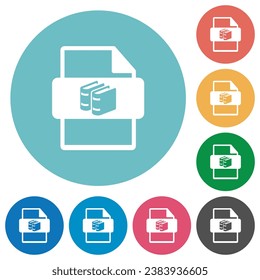 Book file type flat white icons on round color backgrounds