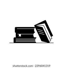 Vector de símbolo del icono Relleno de libros. Icono de libro de glifos negros