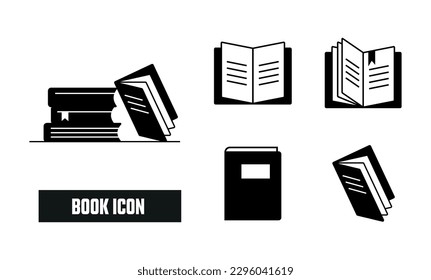 Book Fill Icon Symbol Vector. Black Glyph Book Icon
