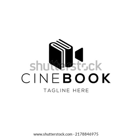 Book and film tape logo design template with minimalist style