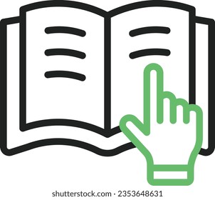 Imagen del icono del dedo del libro. Adecuado para aplicaciones móviles.