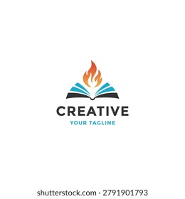 Book fire hot logo design template flat vector
