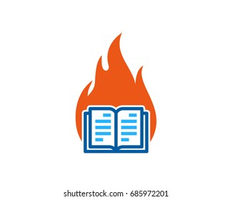 Book Fire Icon Logo Design Element