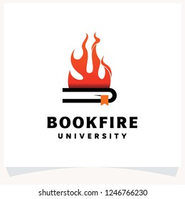 Book Fire Logo Design Template