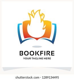 Book Fire Logo Design Template Inspiration