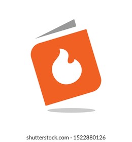 Book and fire logo design template, spirit book icon concept - Vector