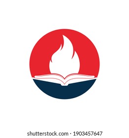 Book fire vector logo design. Motivation book vector logo design template.