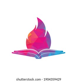 Book fire vector logo design. Motivation book vector logo design template.