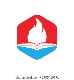 Book fire vector logo design. Motivation book vector logo design template.