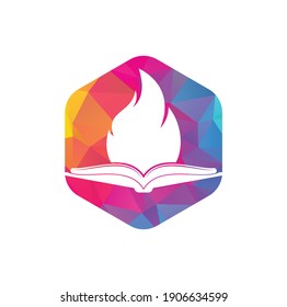 Book fire vector logo design. Motivation book vector logo design template.