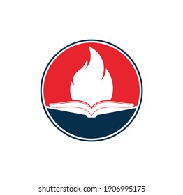 Book fire vector logo design. Motivation book vector logo design template.