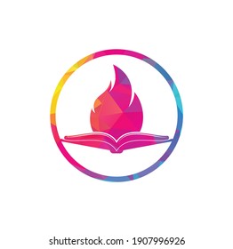 Book fire vector logo design. Motivation book vector logo design template.