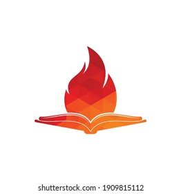 Book fire vector logo design. Motivation book vector logo design template.
