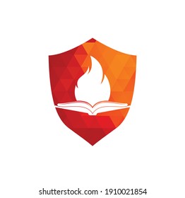 Book fire vector logo design. Motivation book vector logo design template.