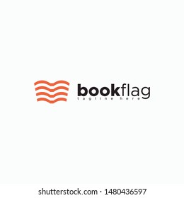 book flag logo design unique