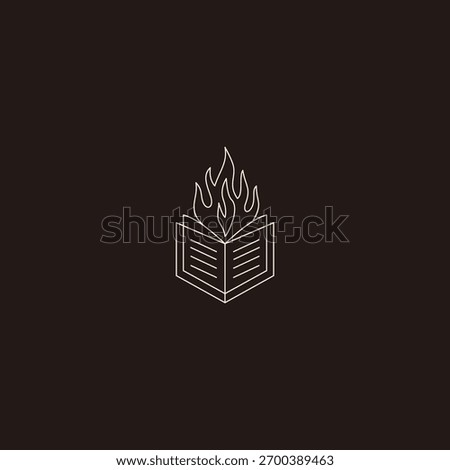 Book and Flame line art logo symbolizing learning, inspiration, and passion.