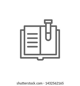 Book, flask icon. Element of bio engineering illustration. Thin line icon for website design and development, app development. Premium icon
