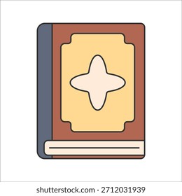 Libro de estilo de diseño plano, viejo libro de tapa dura con cubierta decorativa, simbolizando la literatura y los Archivar, ideal para la Biblioteca, la historia o la educación visual.