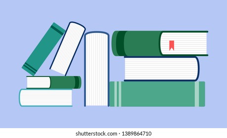 Book flat design style on blue background, education vector illustration