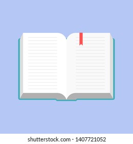 Book flat design style on blue background, education vector illustration