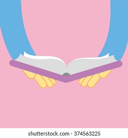 Book in flat design template, vector illustration