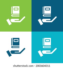 Book Flat four color minimal icon set
