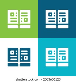 Book Flat four color minimal icon set