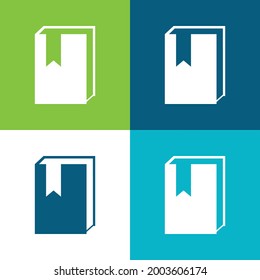 Book Flat four color minimal icon set