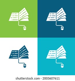 Book Flat four color minimal icon set