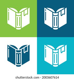 Book Flat four color minimal icon set