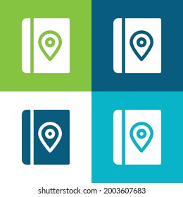Book Flat four color minimal icon set