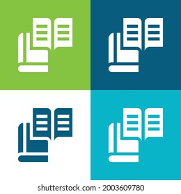 Book Flat four color minimal icon set