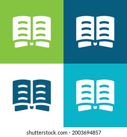 Book Flat four color minimal icon set