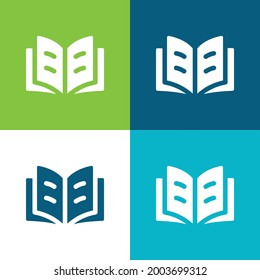 Book Flat four color minimal icon set