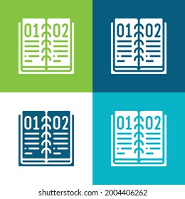 Book Flat four color minimal icon set