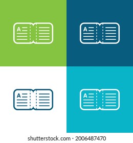 Book Flat four color minimal icon set