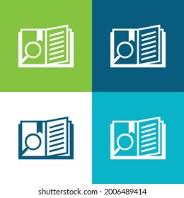 Book Flat four color minimal icon set