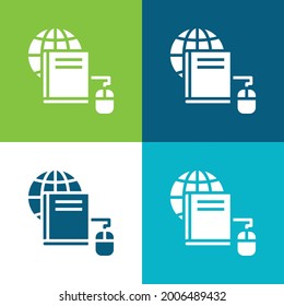 Book Flat four color minimal icon set