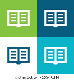 Book Flat four color minimal icon set